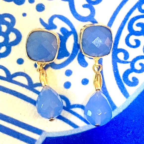 Blue Stone Drop Earrings - Picture 4 of 5